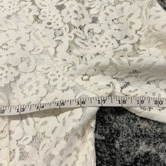 H&M Gold Label Ivory Short Sleeve Midi Lace Dress with a Back Slit - Picture 15 of 16